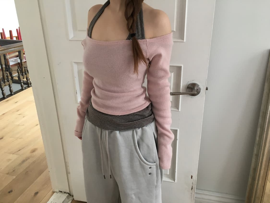 아워캐비넷 티셔츠 니트 (free)(1번 시착) 상품이미지4