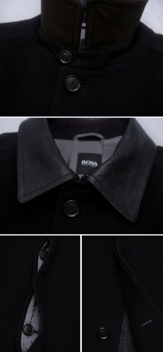 휴고 보스 가죽 넥카라 버진울 캐시미어 싱글 맥코트 (100-105) 상품이미지9