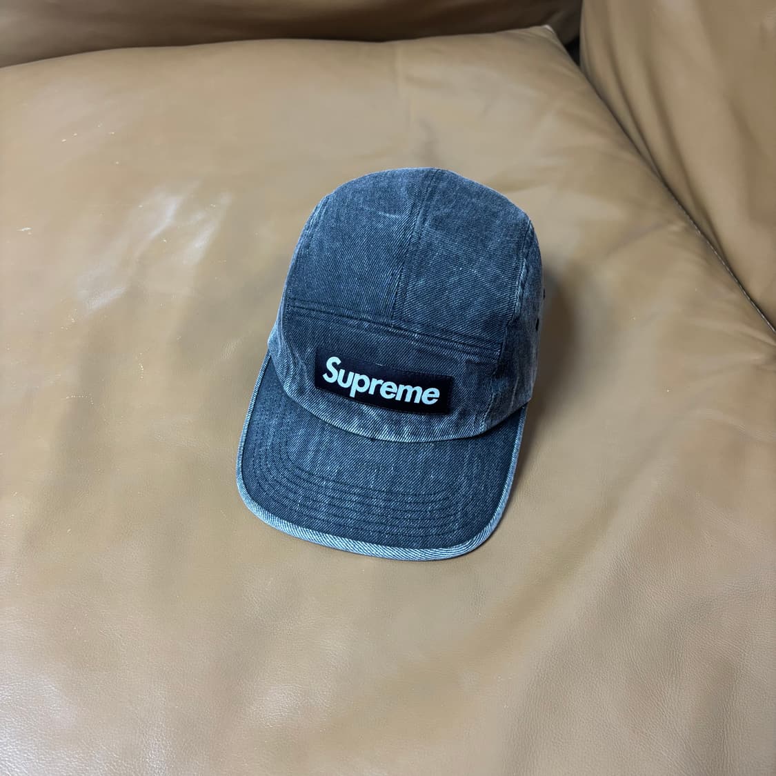 슈프림 캠프캡 모자 박스로고 데님 블랙 상품이미지1