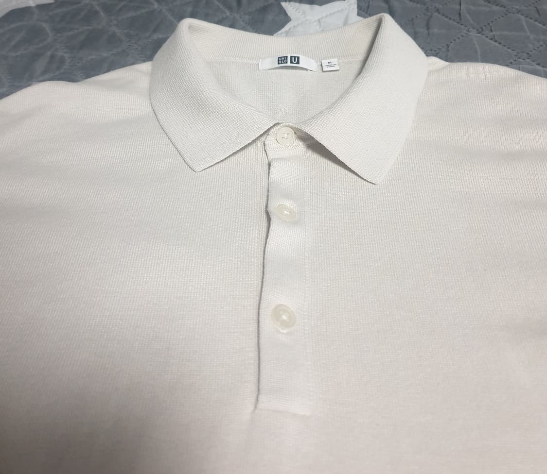 유니클로 U 카라 반팔 니트 크림 (XL) 상품이미지2