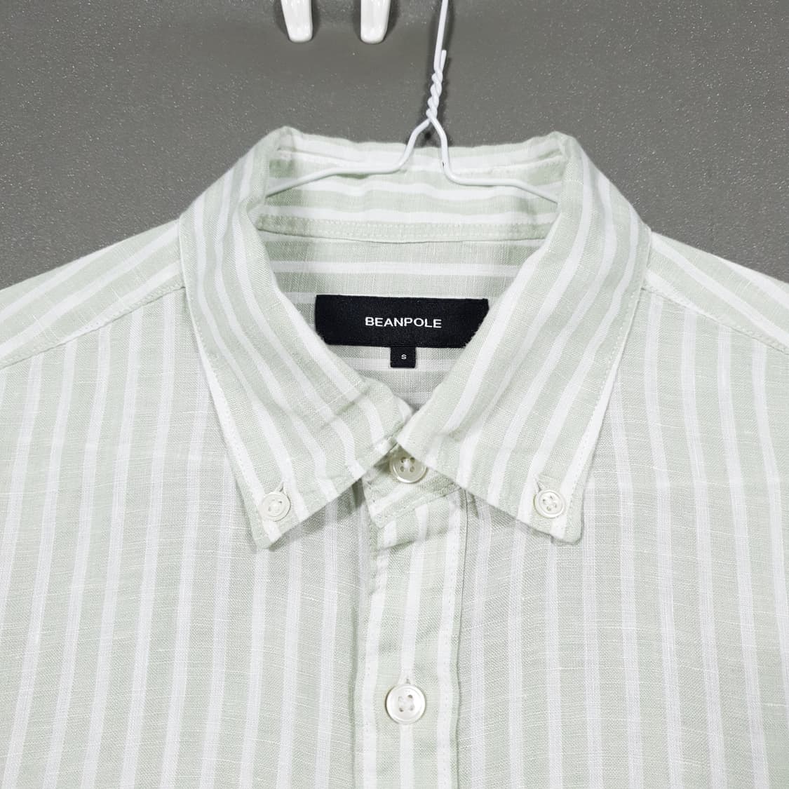 95) 빈폴 신형 23ss 린넨 마 볼드 스트라이프 셔츠 라이트 그린 상품이미지6