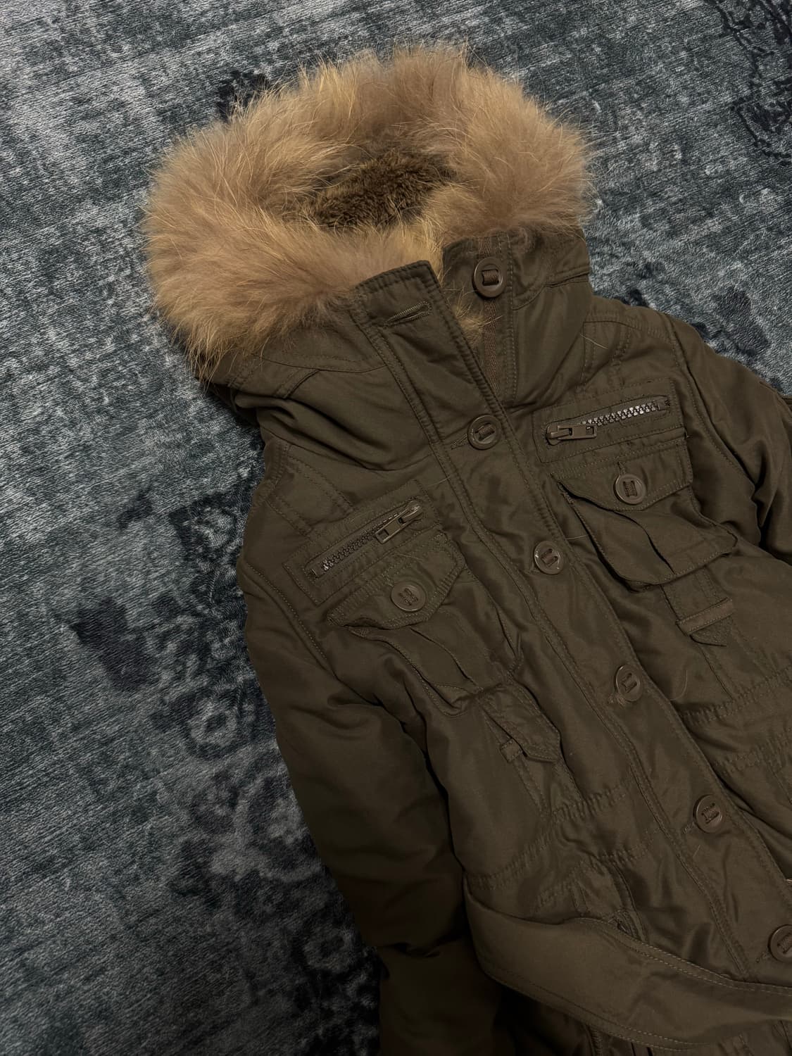 Unknown 00s racoon fur trimming military 상품이미지3