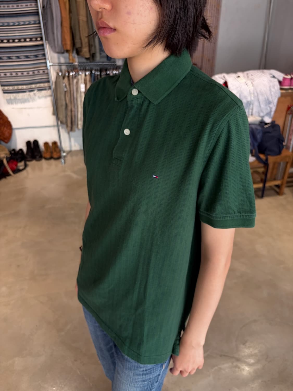 Tommy Hilfiger 자카드 카라 반팔 티셔츠 S 상품이미지1