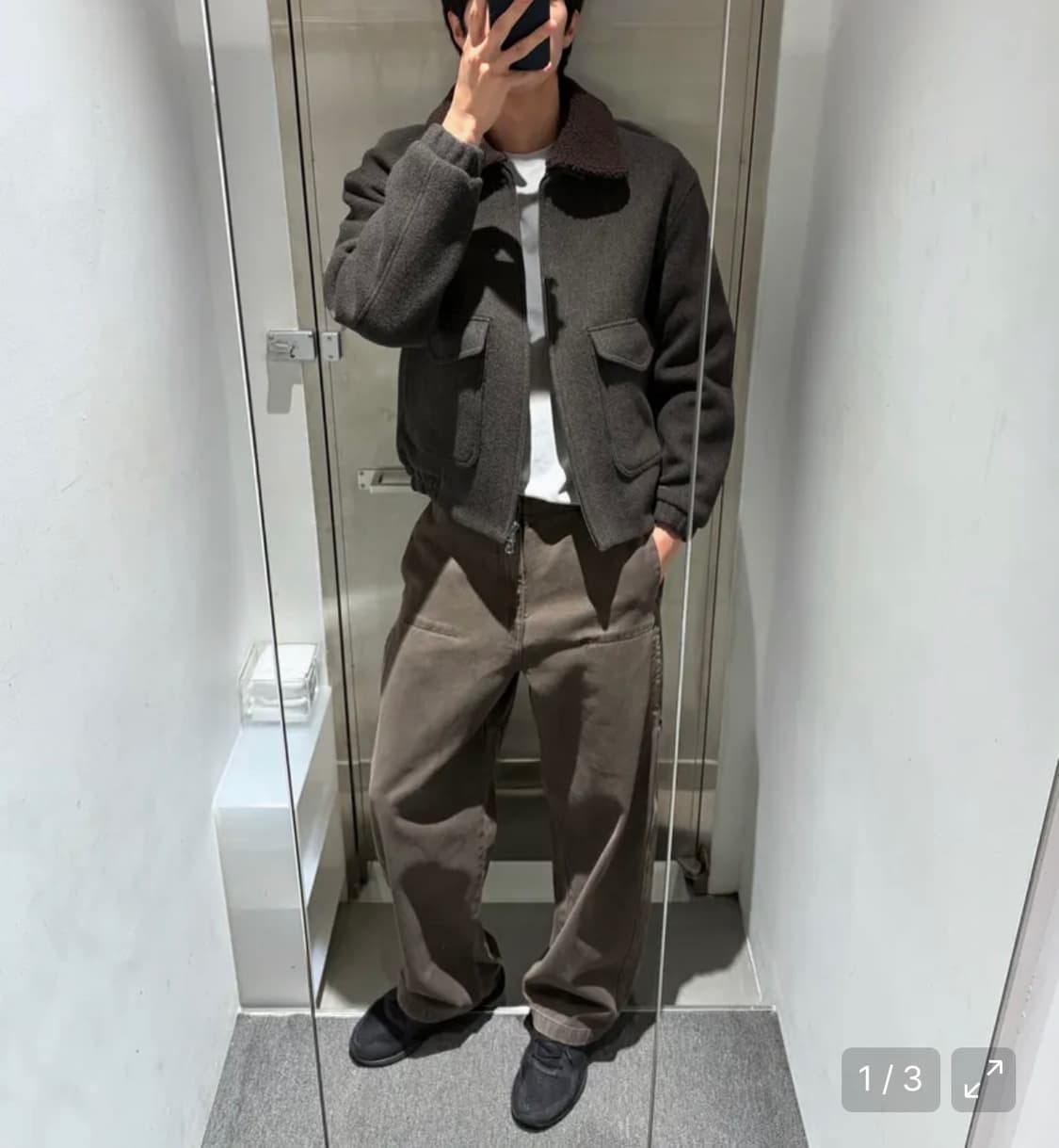 인사일런스 디테처블 칼라 캐시미어 블루종 GREY BROWN L사이즈 상품이미지3