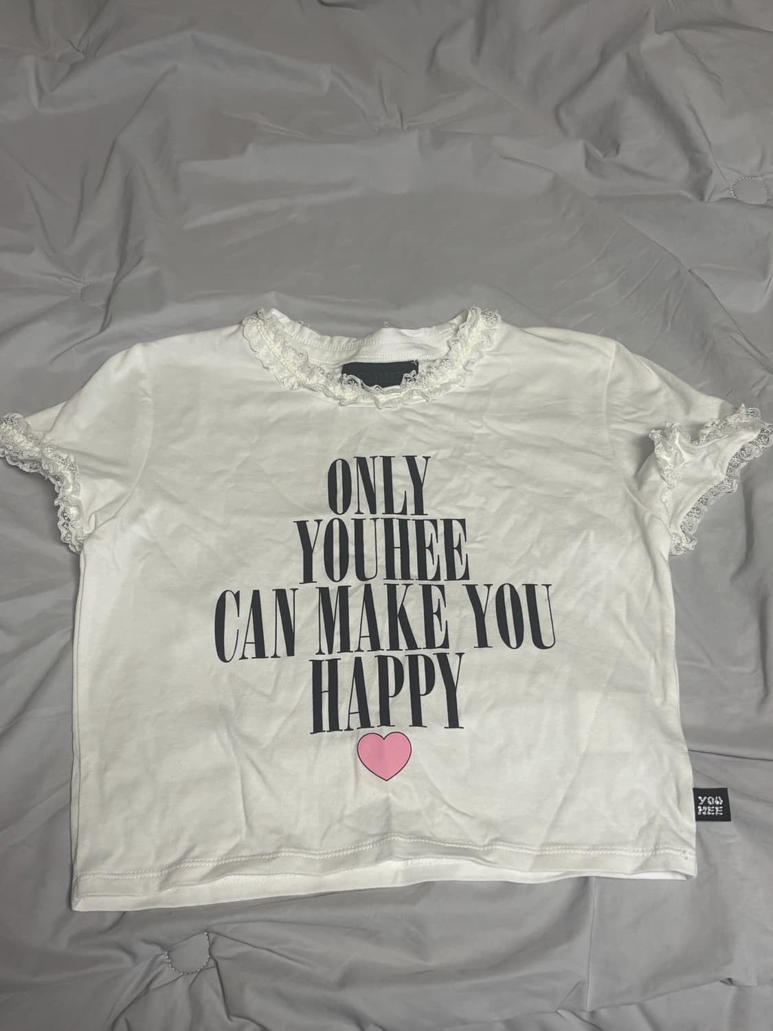 유희 레이스 레터링 베이비 티셔츠 화이트 상품이미지4