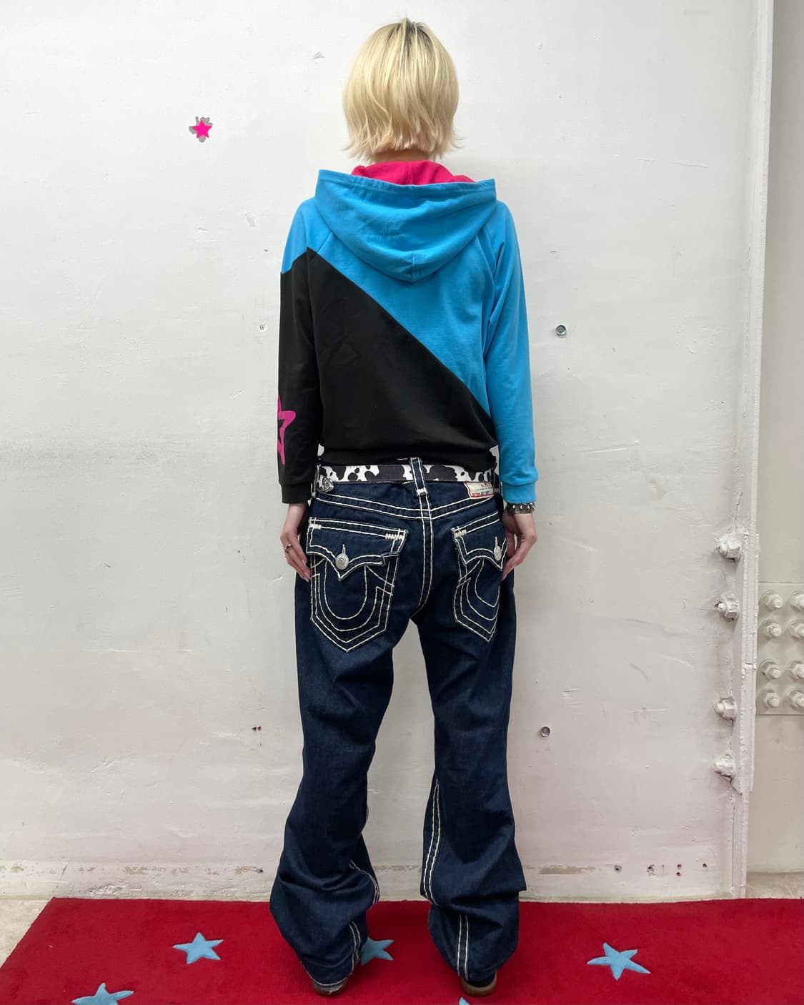 Retro Cheer Star Diagonal Hooded Zip-Up 상품이미지6