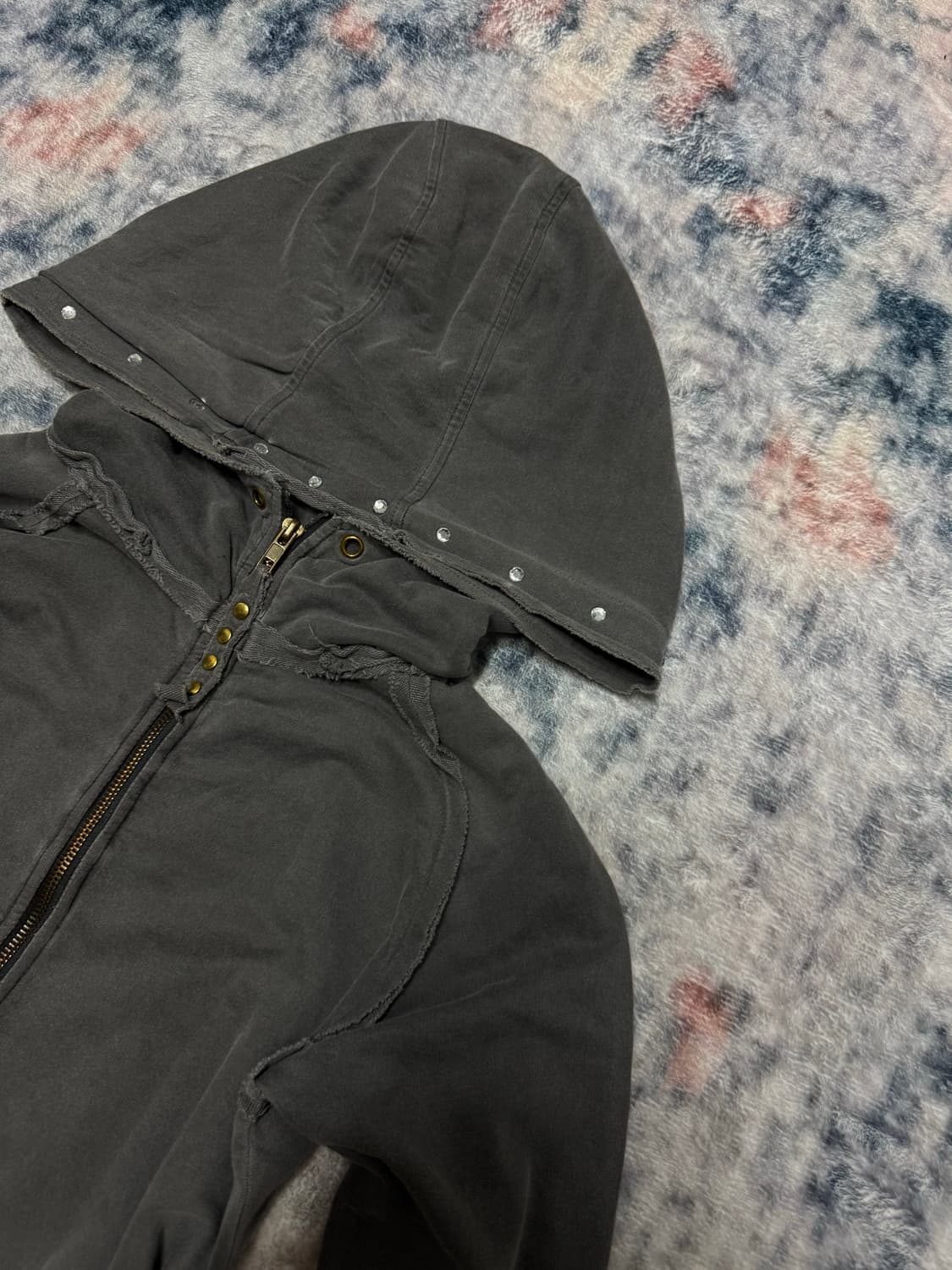Casva 00s distressed stud grunge hoodie 상품이미지5