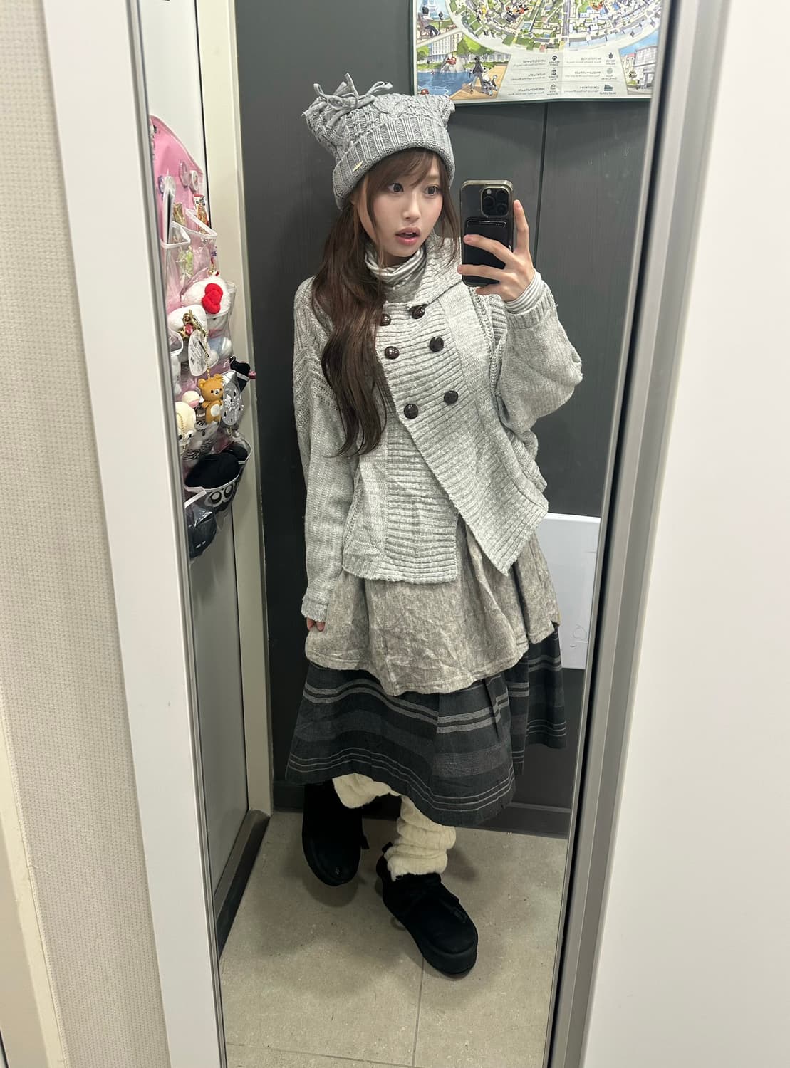 그레이 니혼진 더블 니트가디건 모리 코디세트 상품이미지1