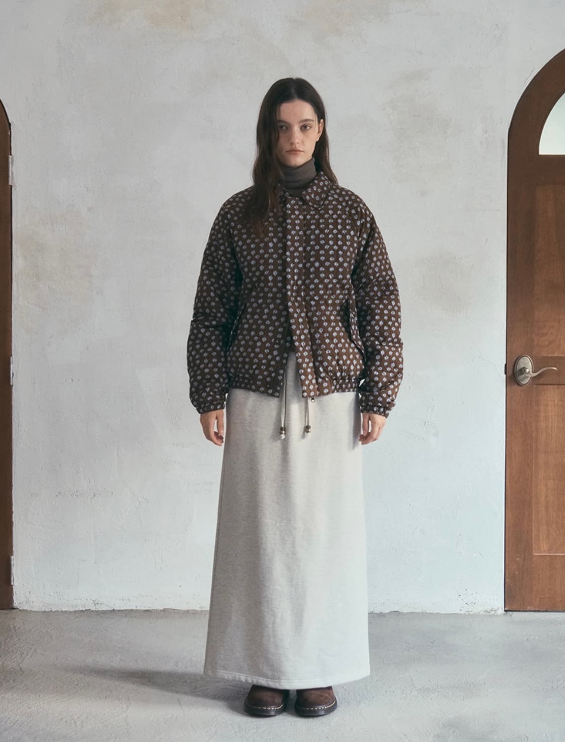 아우어노스텔지아 our nostalgia 데이지 퀼팅 패딩 브라운 모리걸 상품이미지9