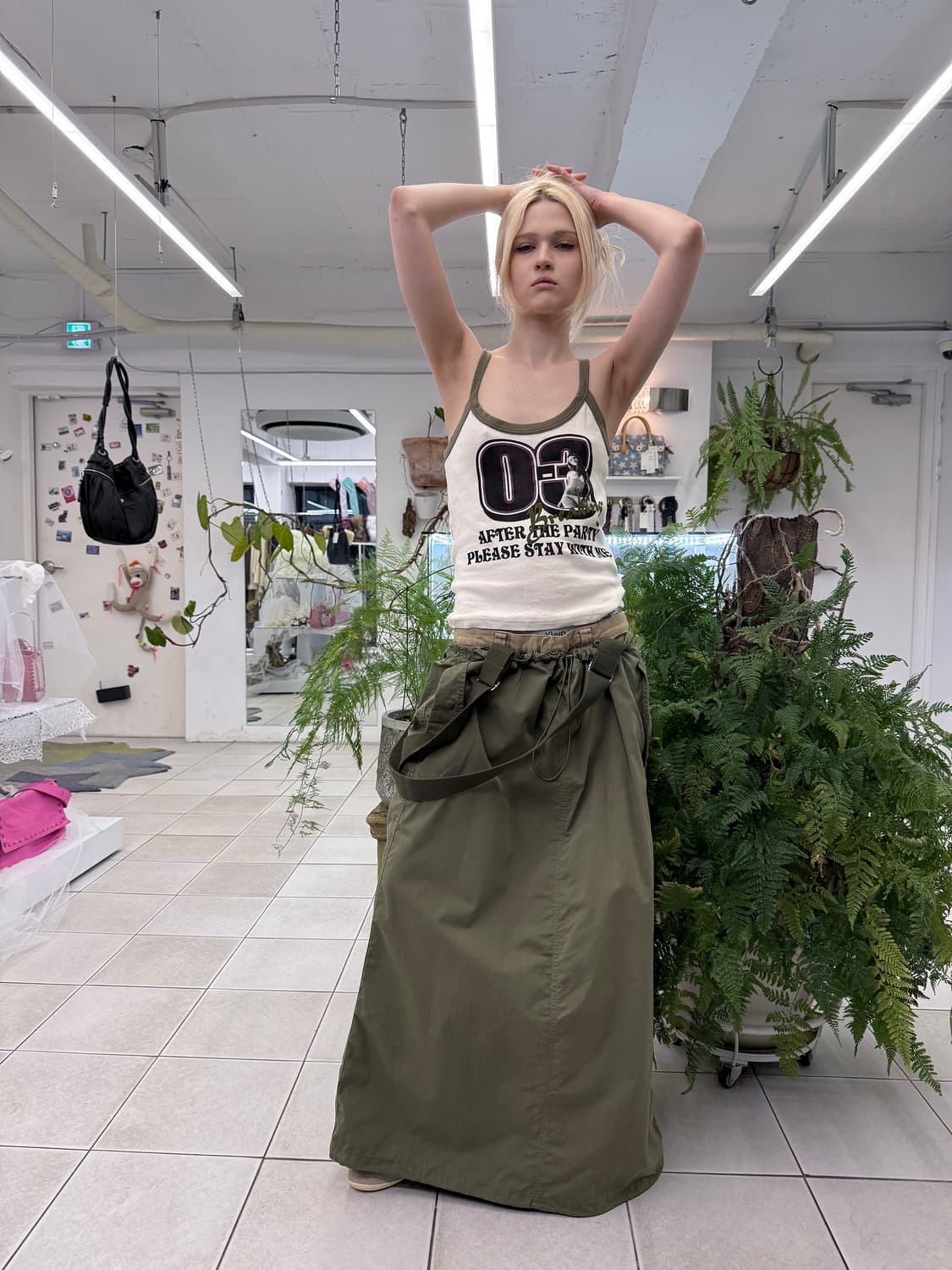 military suspender maxi skirt 상품이미지2