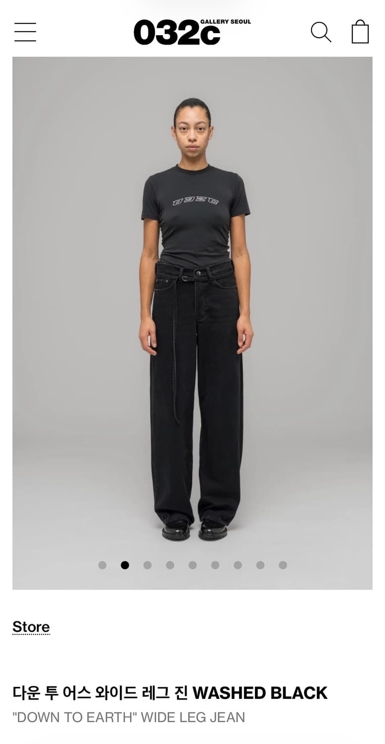 032c 다운 투 어스 와이드 레그 진 WASHED BLACK 상품이미지2