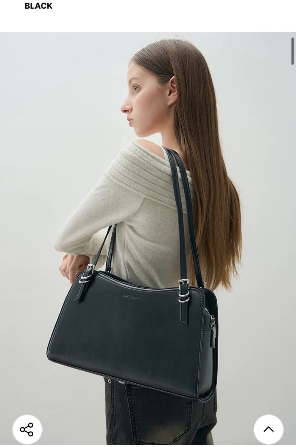 (새상품) 레더리 웨이비 숄더백 [BLACK] 판매 상품이미지3