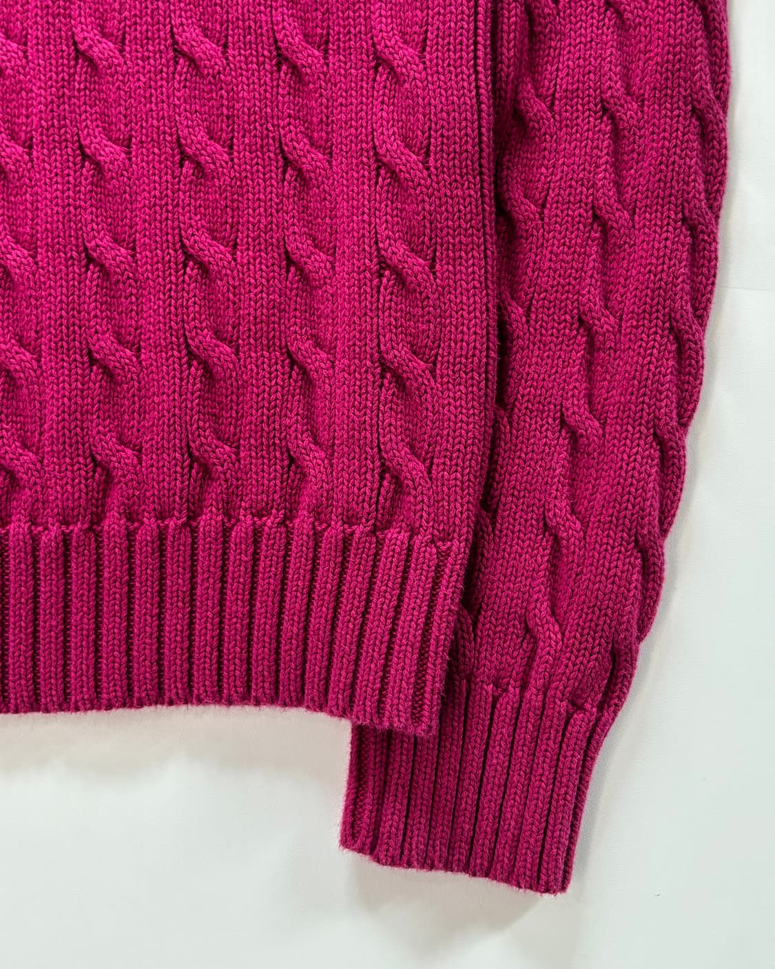 Polo 랄프로렌 코튼 마젠타핑크 케이블 브이넥 니트 상품이미지5