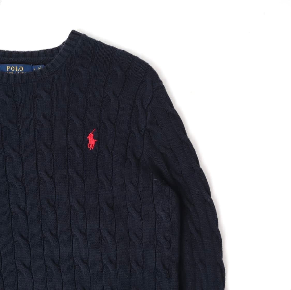 폴로 랄프로렌 네이비 레드포니 코튼 케이블 니트 스웨터 상품이미지3