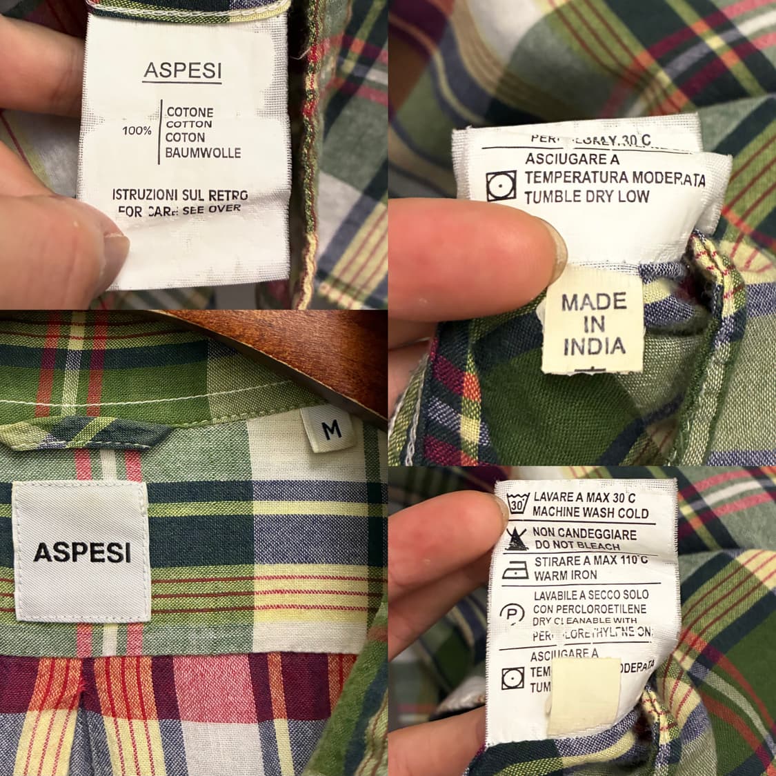(M/100)ASPESI 아스페시 클래식 마드라스 체크 버튼다운 셔츠 상품이미지4