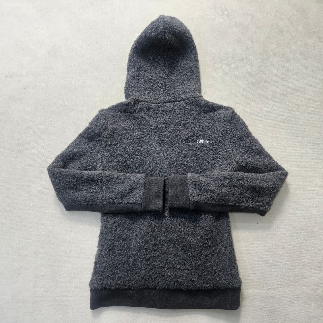 M 블랙앤화이트 여성 뽀글이 후드집업 0316Y 상품이미지3