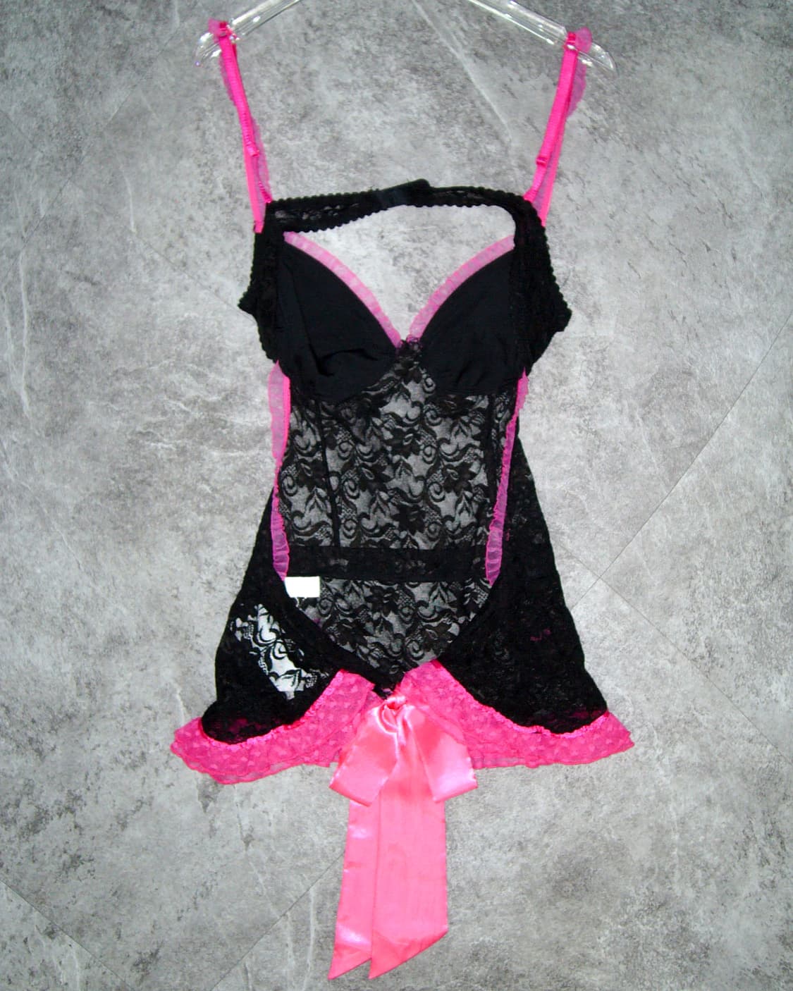 Black Pink Ribbon Slip Dress 상품이미지2