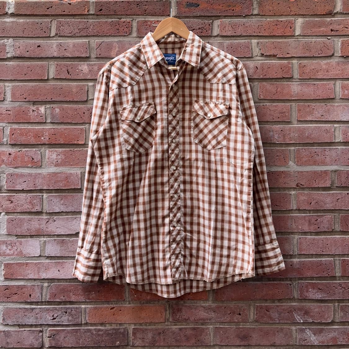 랭글러 Wrangler 브라운 체크 웨스턴 셔츠 상품이미지1