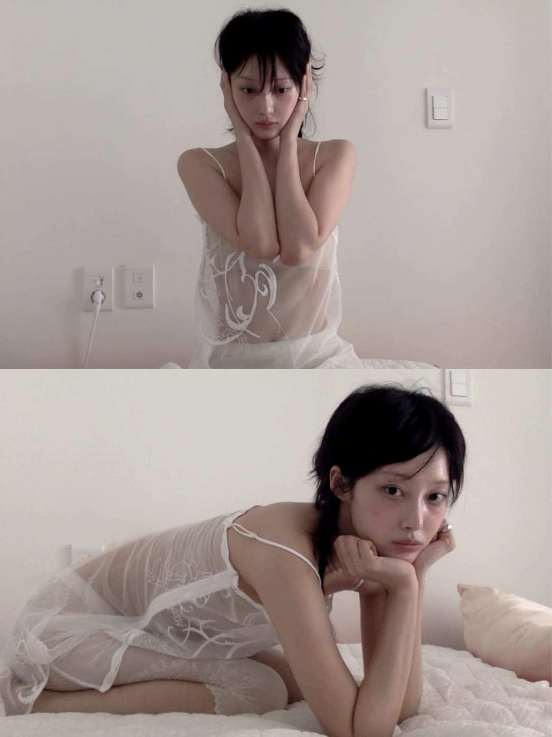 시어 아플리케 메시 드레스 상품이미지2