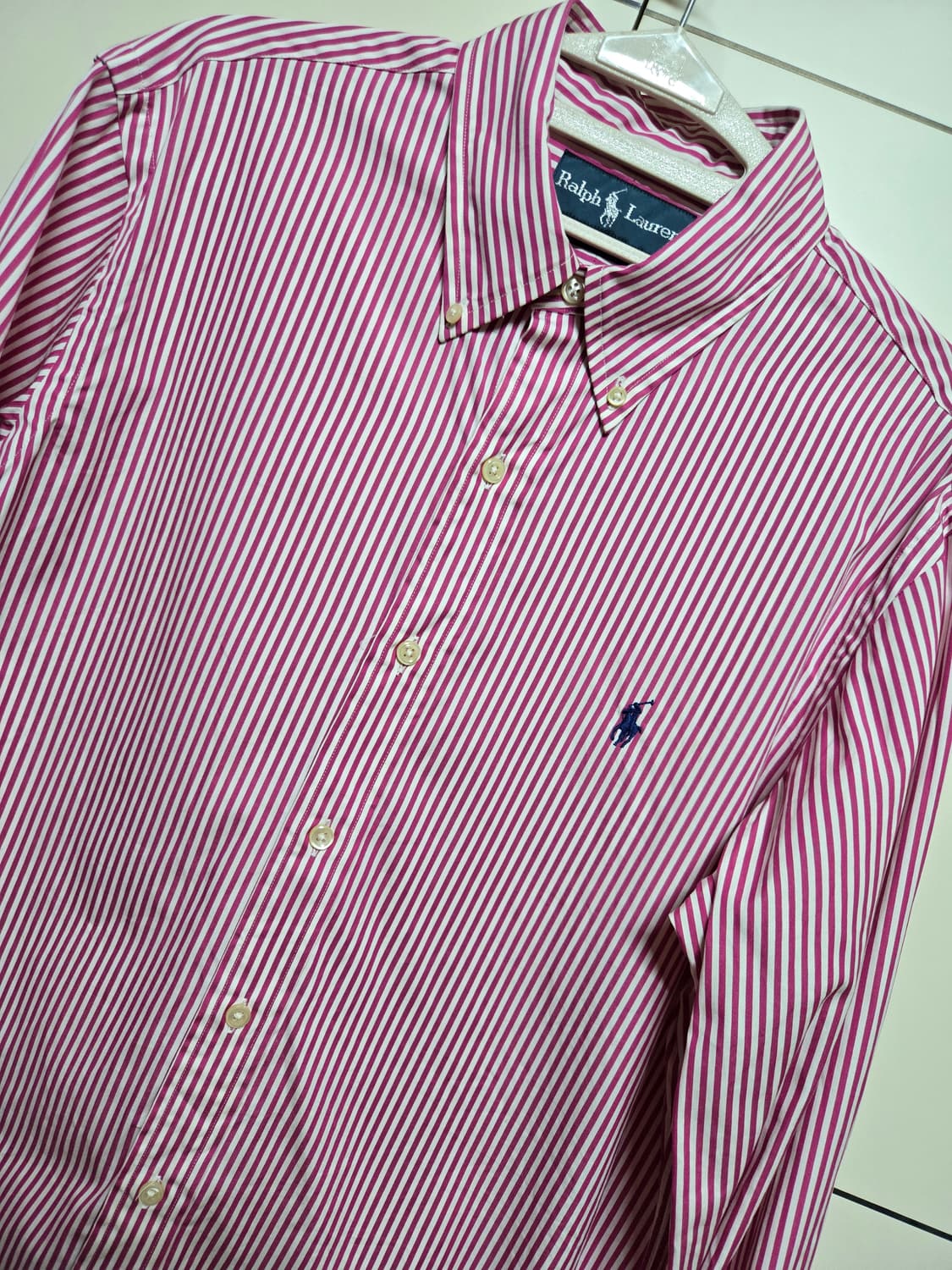 폴로 랄프로렌 정품 커스텀핏 핑크스트라이프 셔츠 상품이미지1