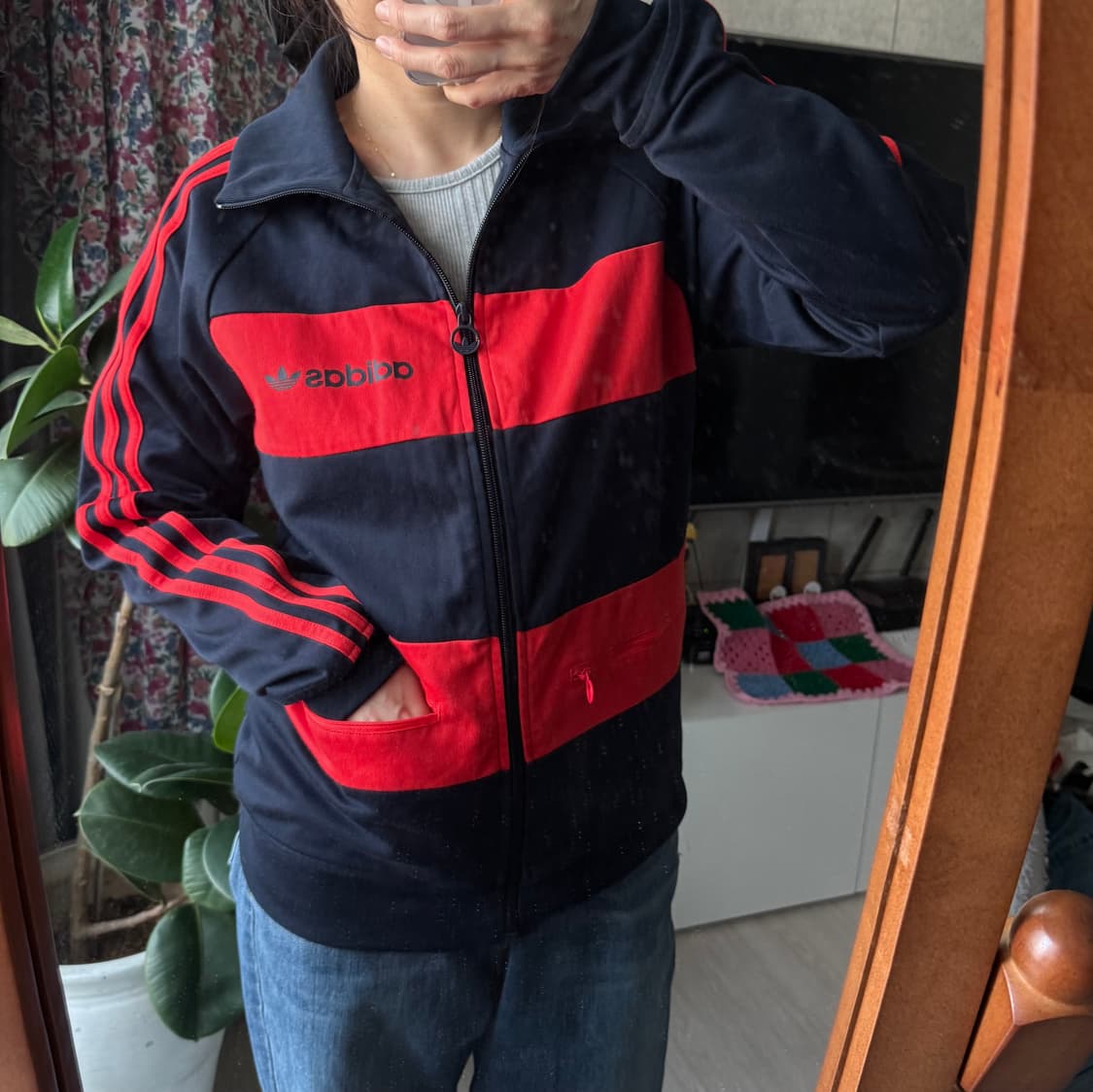 아디다스 베켄바우어 포켓 져지 네이비 다홍 상품이미지3