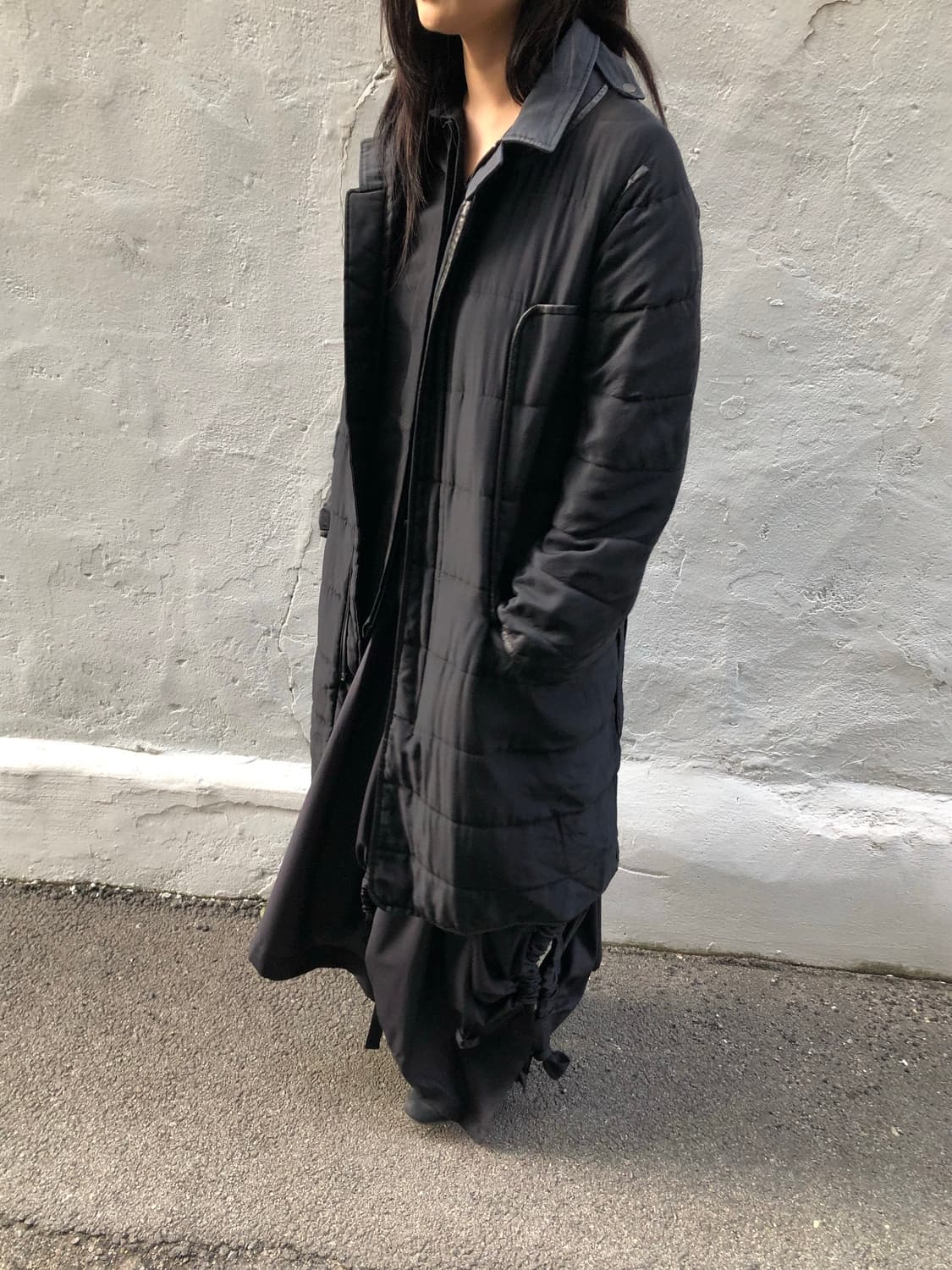 언더커버 하이넥 실크 레더 코트  상품이미지1