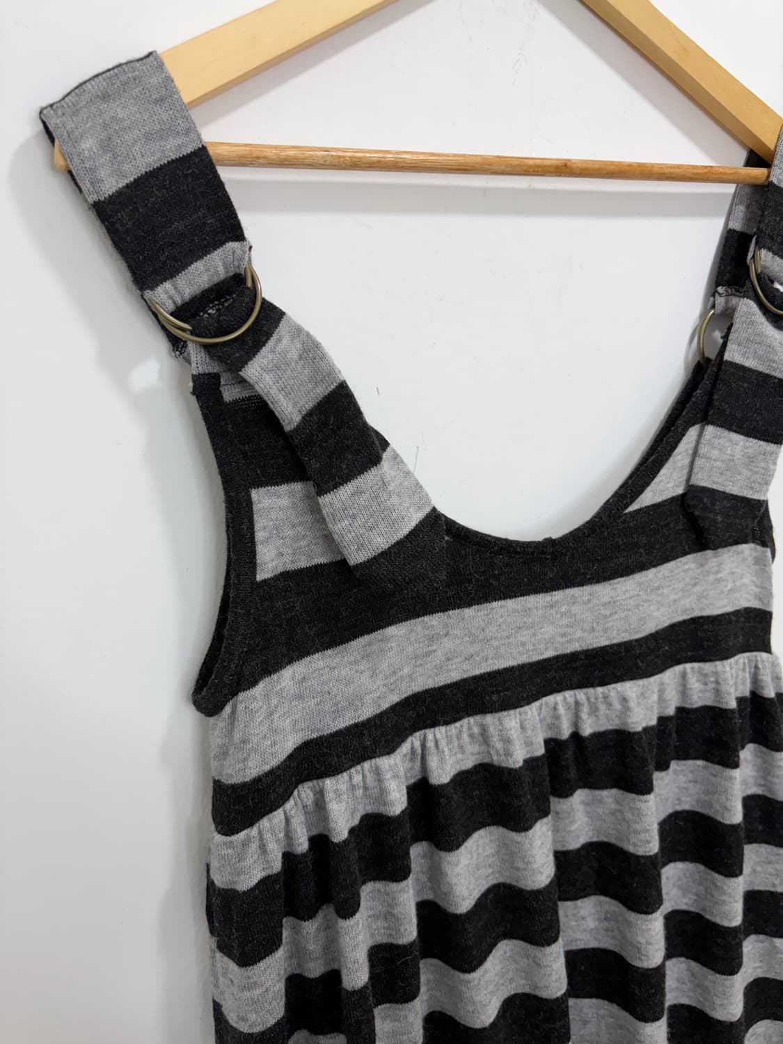 블랙 그레이 스트라이프 펌킨 플레어 나시 원피스 상품이미지6