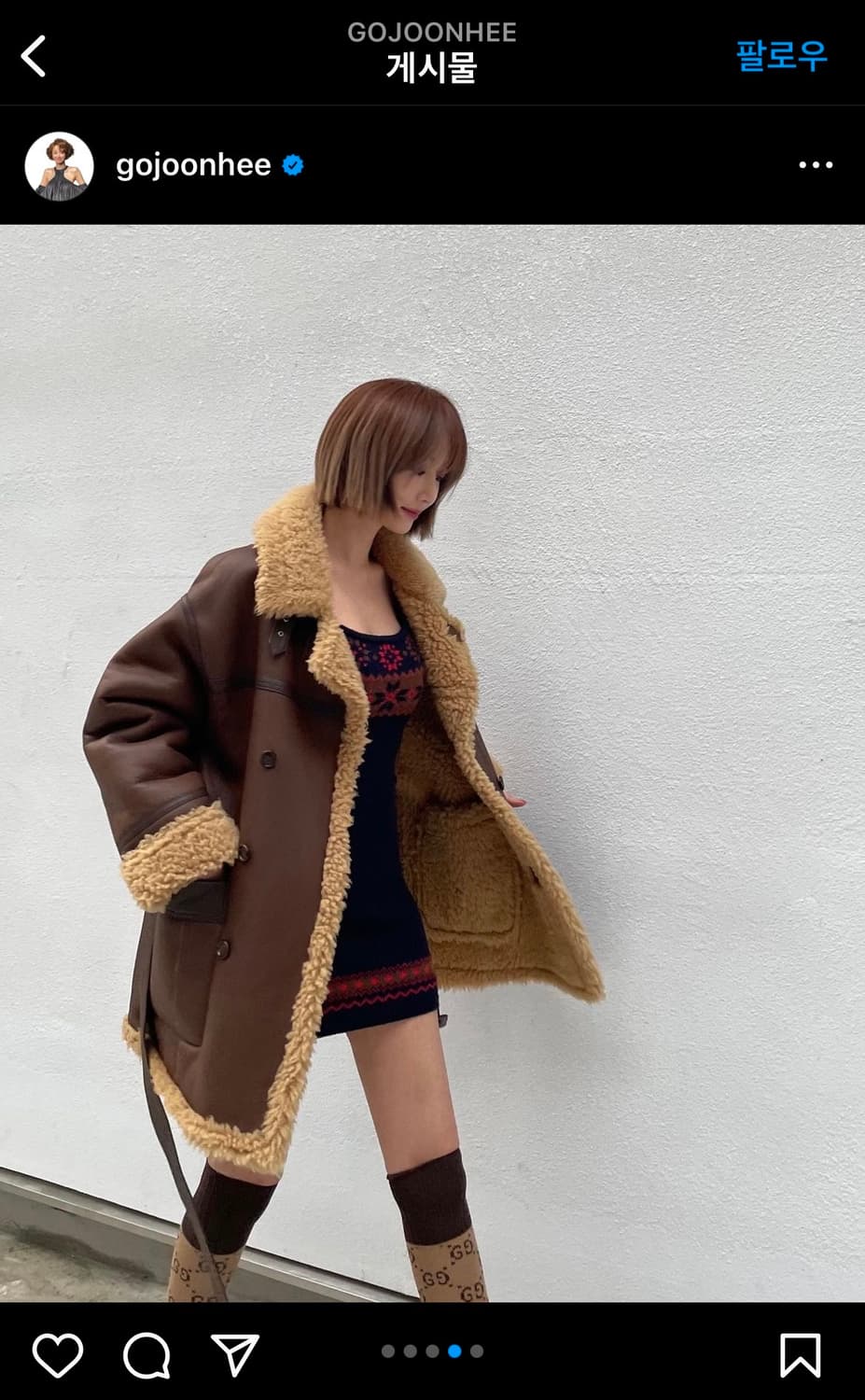 새상품/구할수X/약40%저렴)고준희 태디베어하프무스탕M브라운 상품이미지1