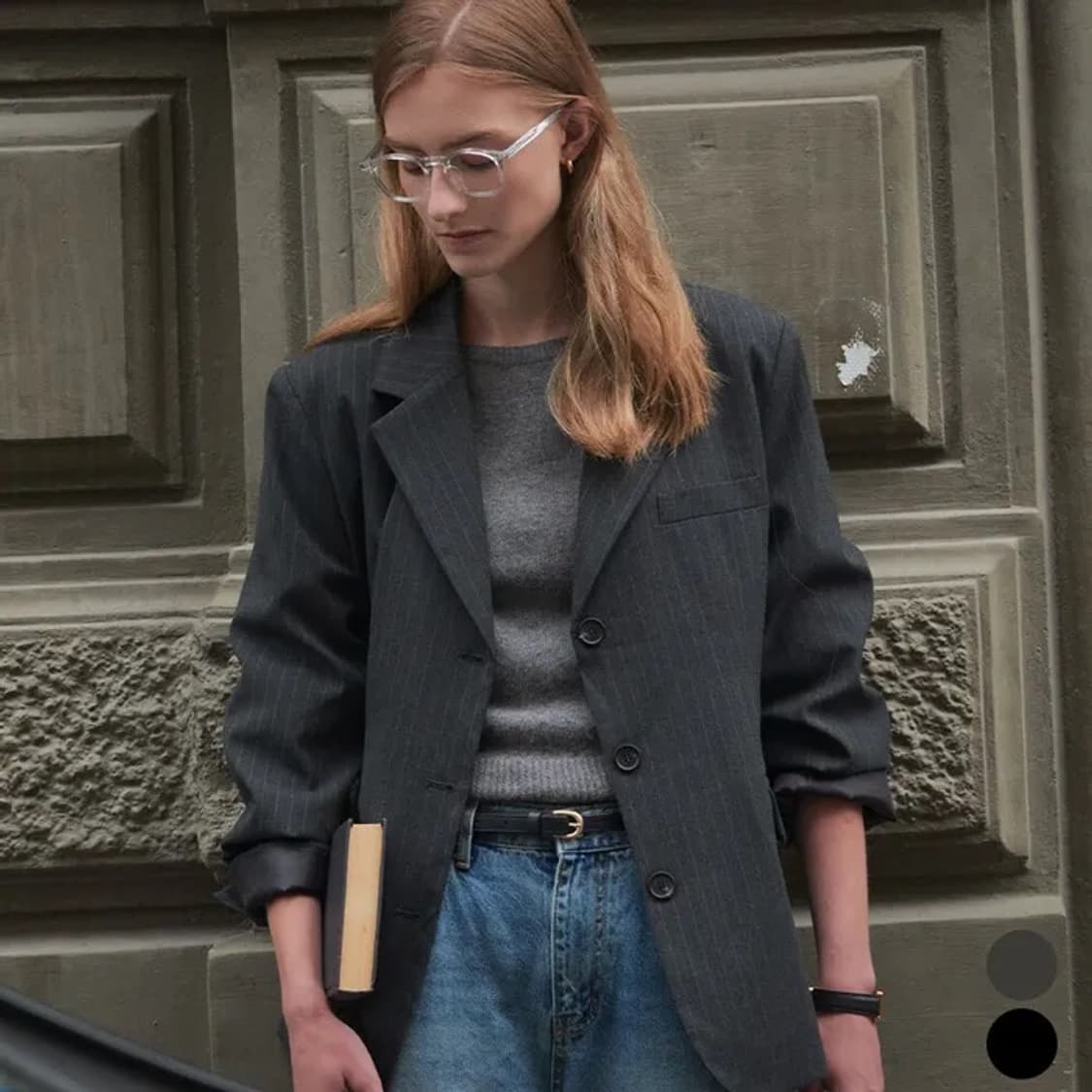 (오늘만 개급처) (택O) 틸아이다이 테일러 핀스트라이프 자켓 (차콜) 상품이미지1