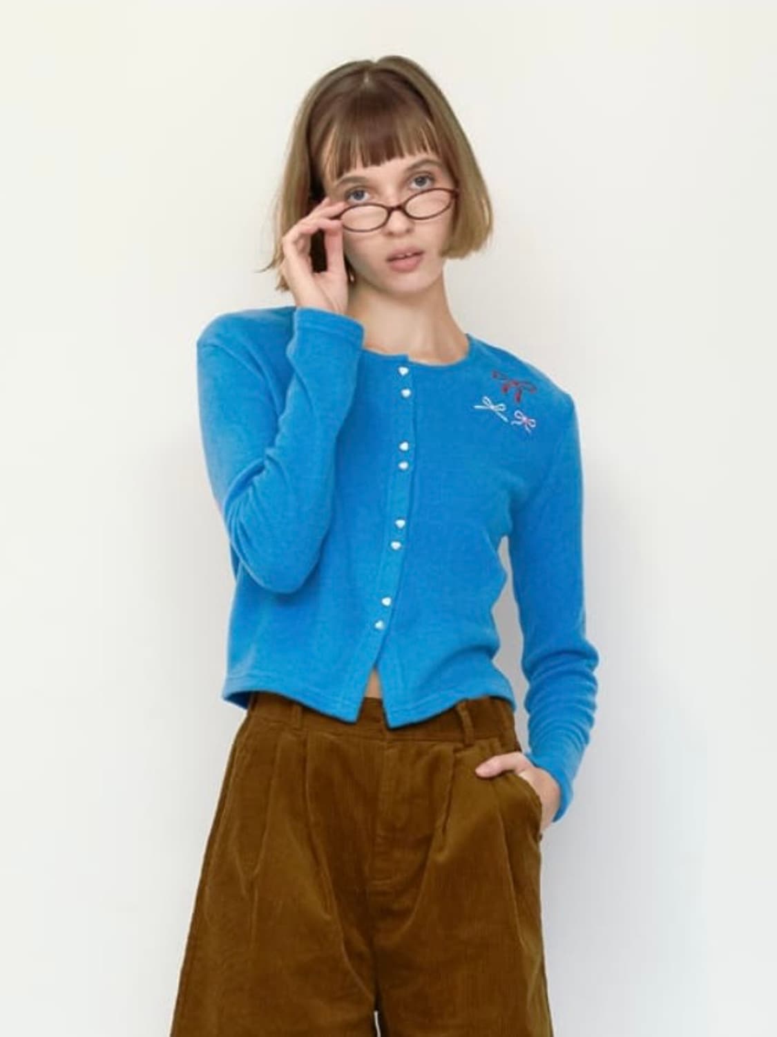 Ronron HEART BUTTON 3 CARDIGAN 가디건 상품이미지1