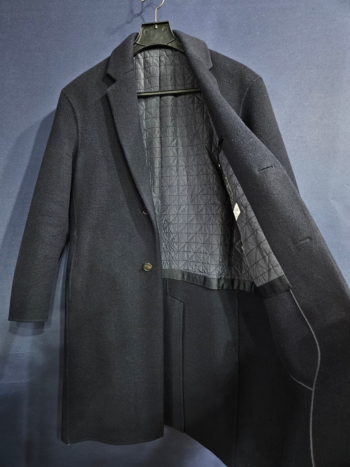 헤지스 네이비 남성 슬림핏 100 롱코트  상품이미지8