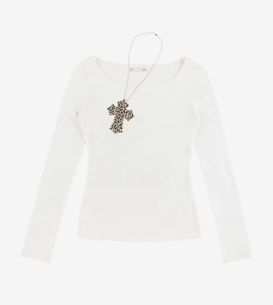 White leopard cross necklace top 상품이미지1