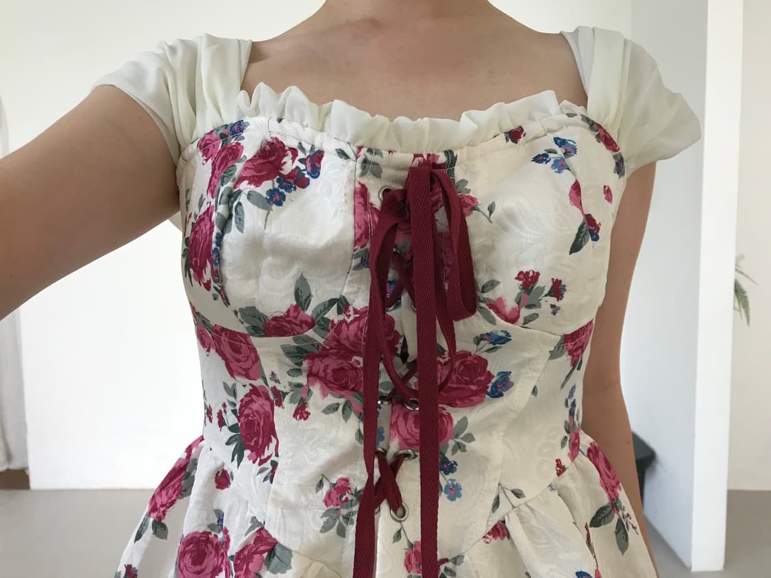 vintage rose pattern one-piece 상품이미지3