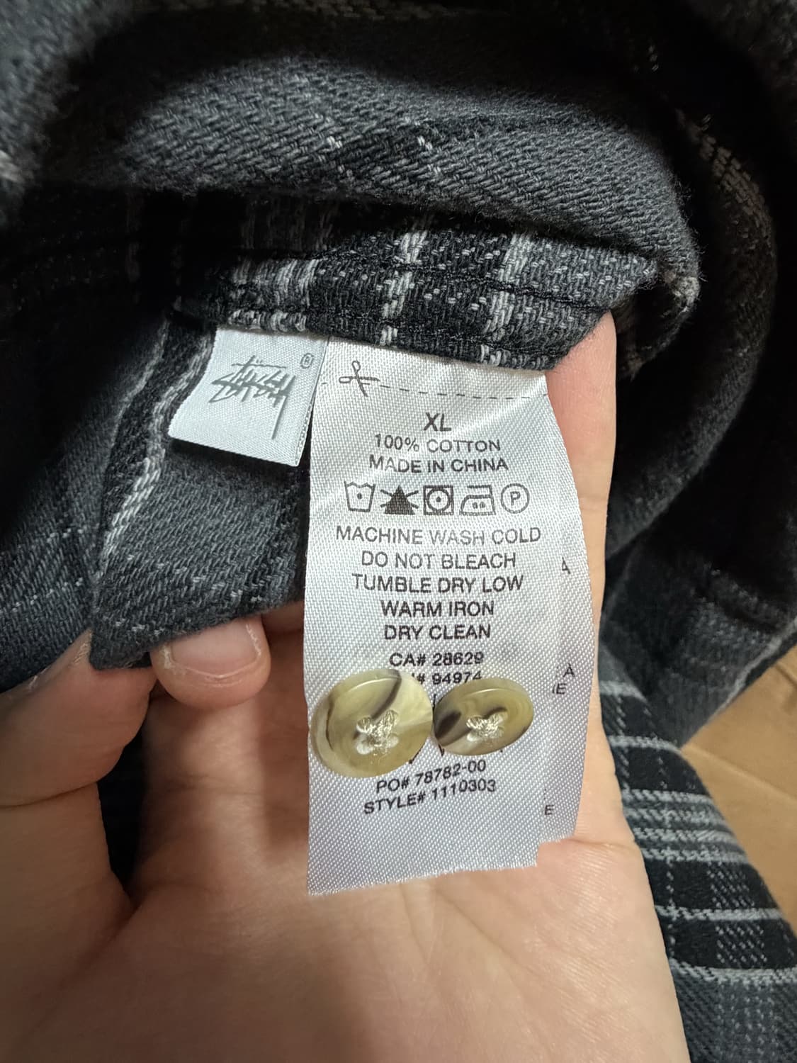 [XL] 스투시 스톤 플레이드 셔츠 블랙 상품이미지5