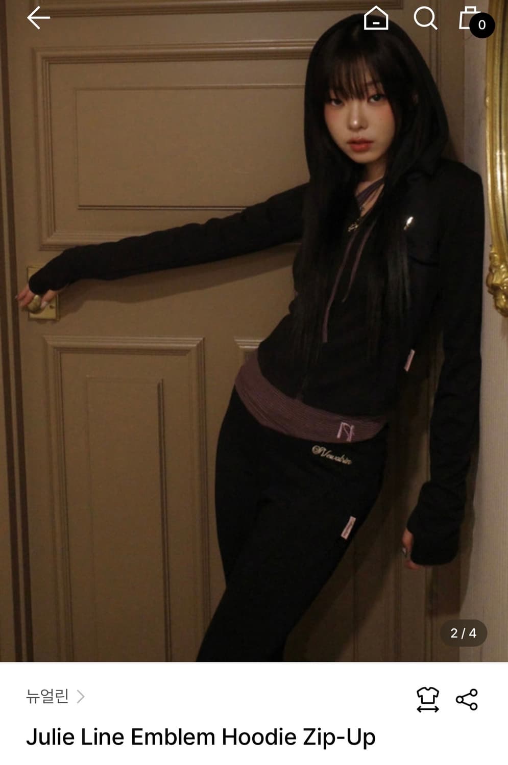 뉴얼린 줄리 라인 엠블럼 후드집업 상품이미지1