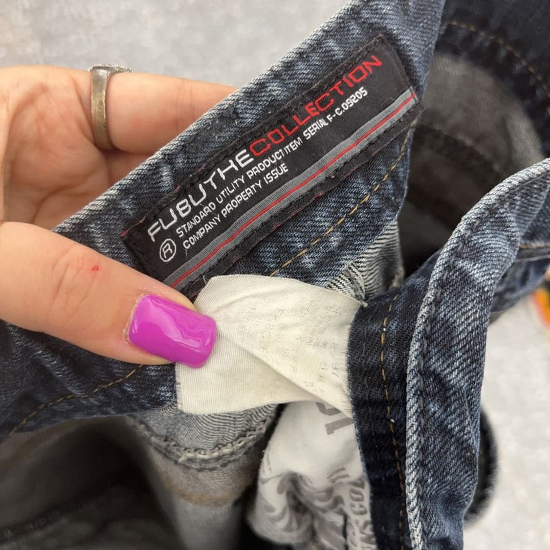 푸부 올드스쿨 빈티지 Y2K 로고플레이 데님팬츠 35인치 C06636 상품이미지6