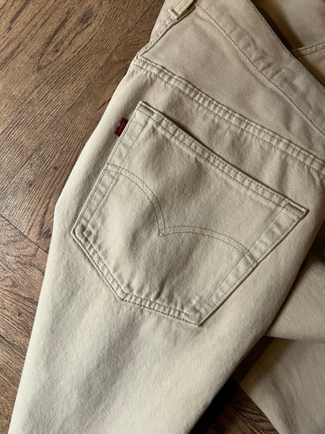 [38]90's 리바이스 501 Made in USA 베이지 데님 팬츠 상품이미지4