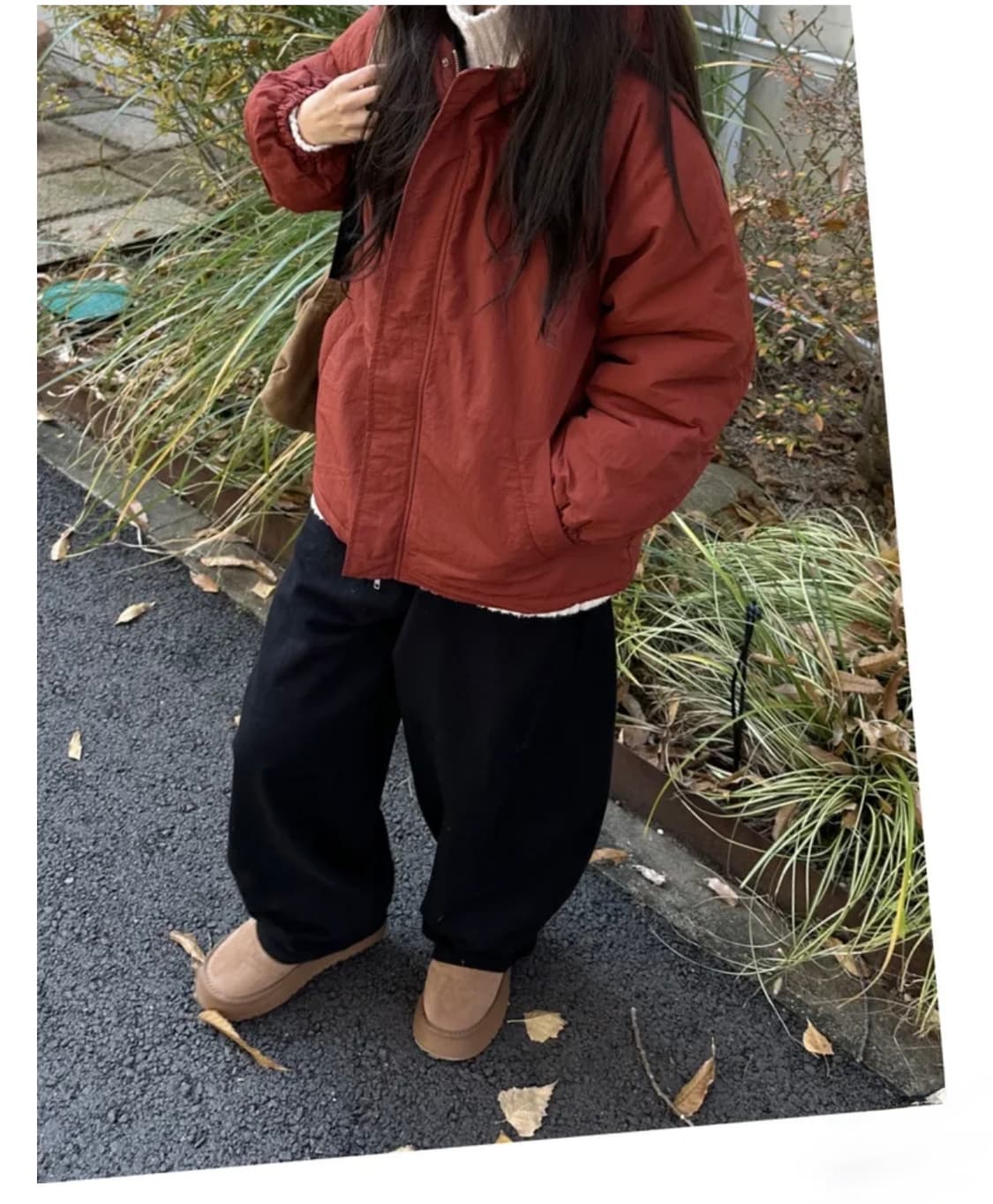 플랩 스토퍼 웰론 후드패딩 점퍼 브릭 컬러 상품이미지4