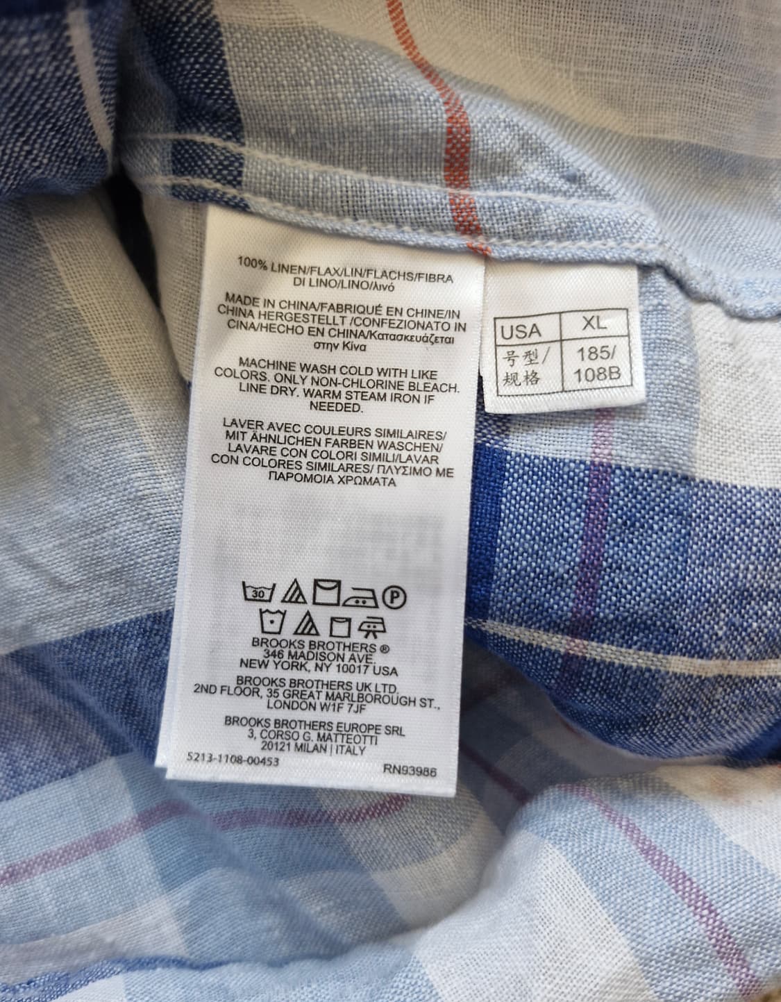 새상품급 브룩스브라더스 린넨 체크셔츠 XL  상품이미지6