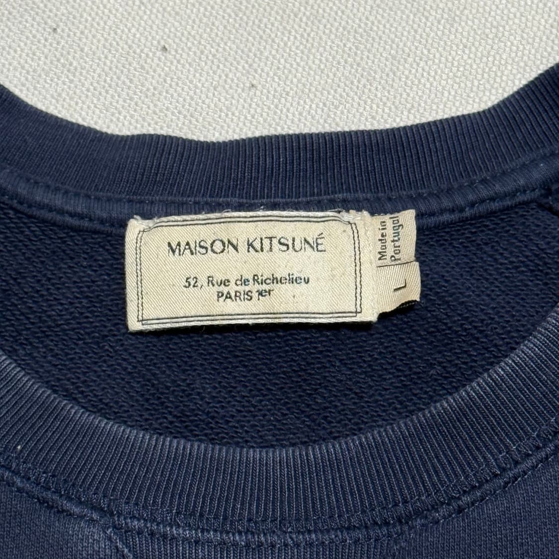 L 메종키츠네 트리컬러 폭스 패치 네이비 맨투맨 상품이미지4