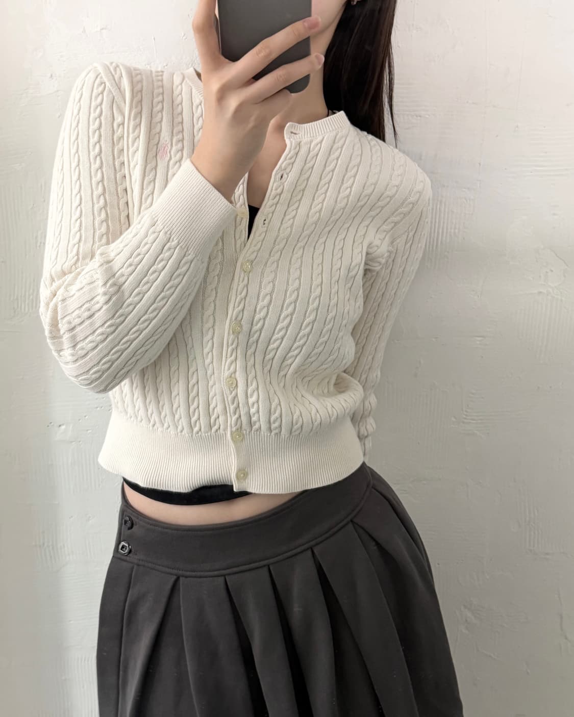 Polo 폴로 랄프로렌 QR 신형 아이보리 컬러 걸즈 케이블 가디건 상품이미지6