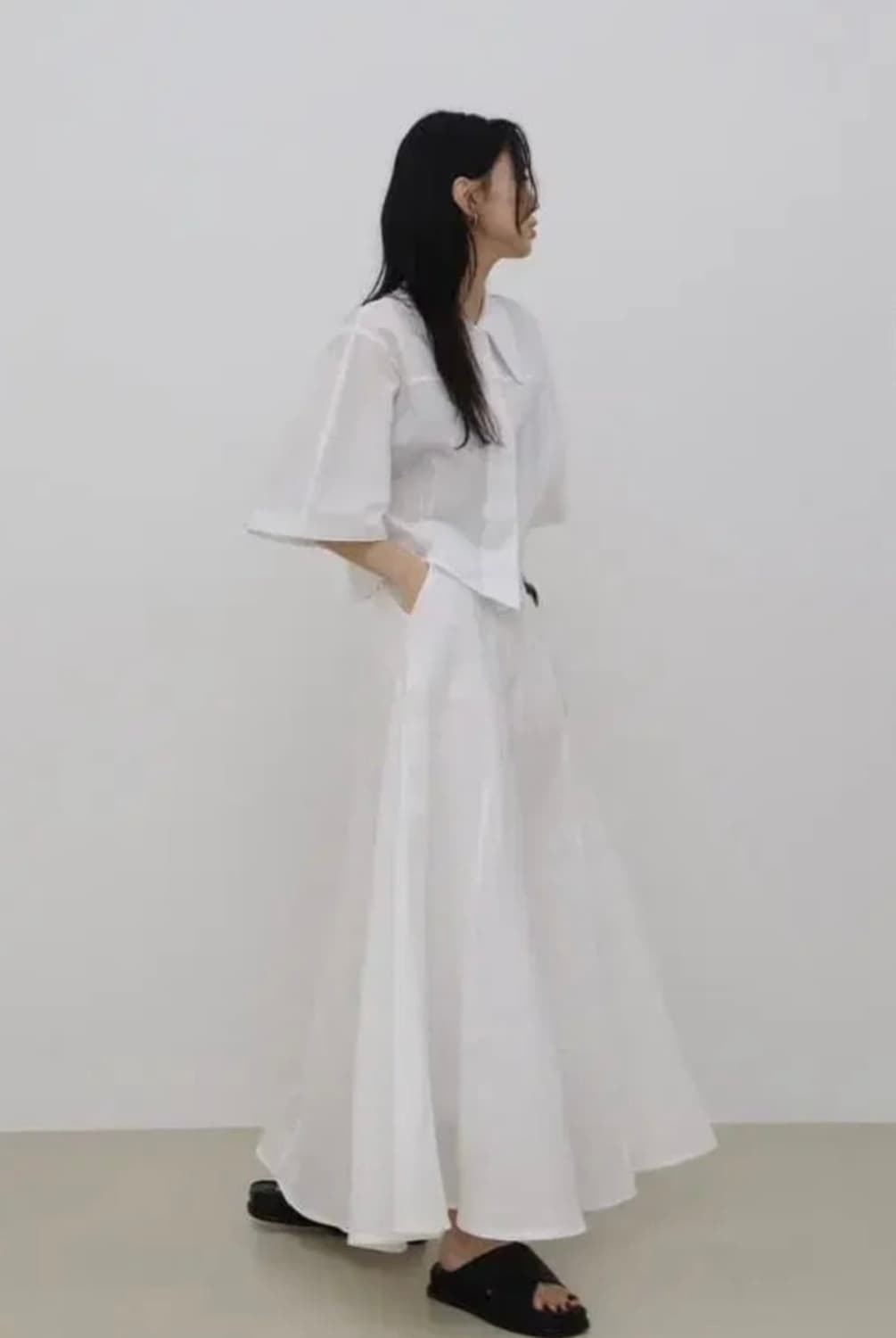 트리밍버드 moire 시어서커 스커트 차콜 상품이미지6