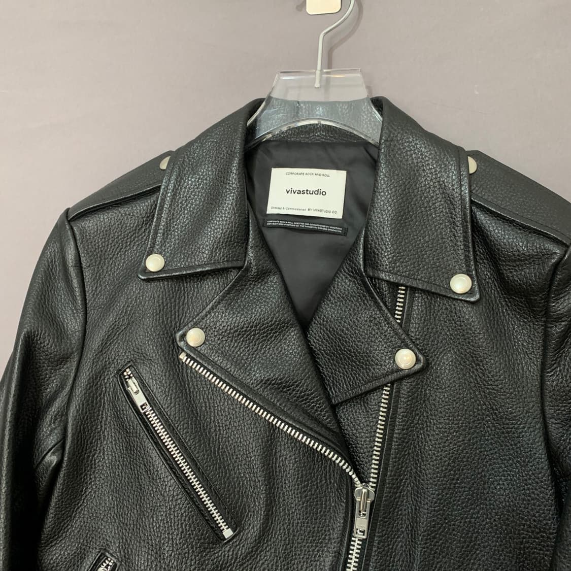 L 비바스튜디오 여성 소가죽 레더 라이더 자켓 상품이미지3
