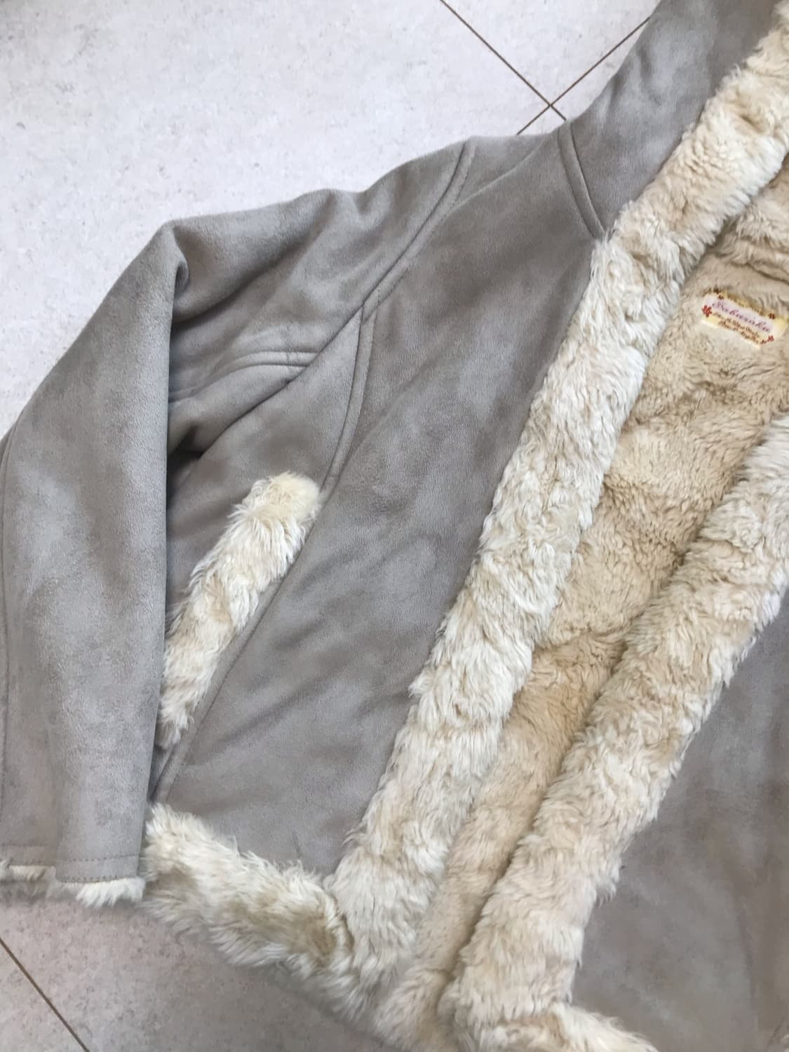 빈티지 라떼갸루 대장 숏 후디 무스탕 베이지카키 갸루 상품이미지2