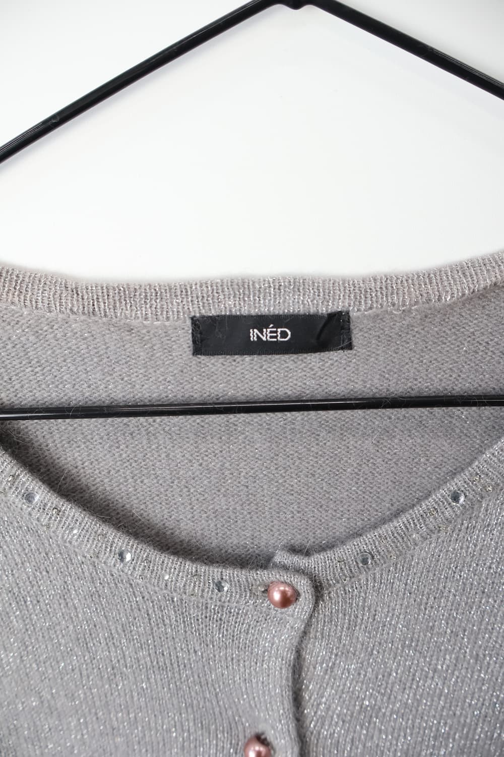 Ined Gray Wool Pearl Cardigans 상품이미지6