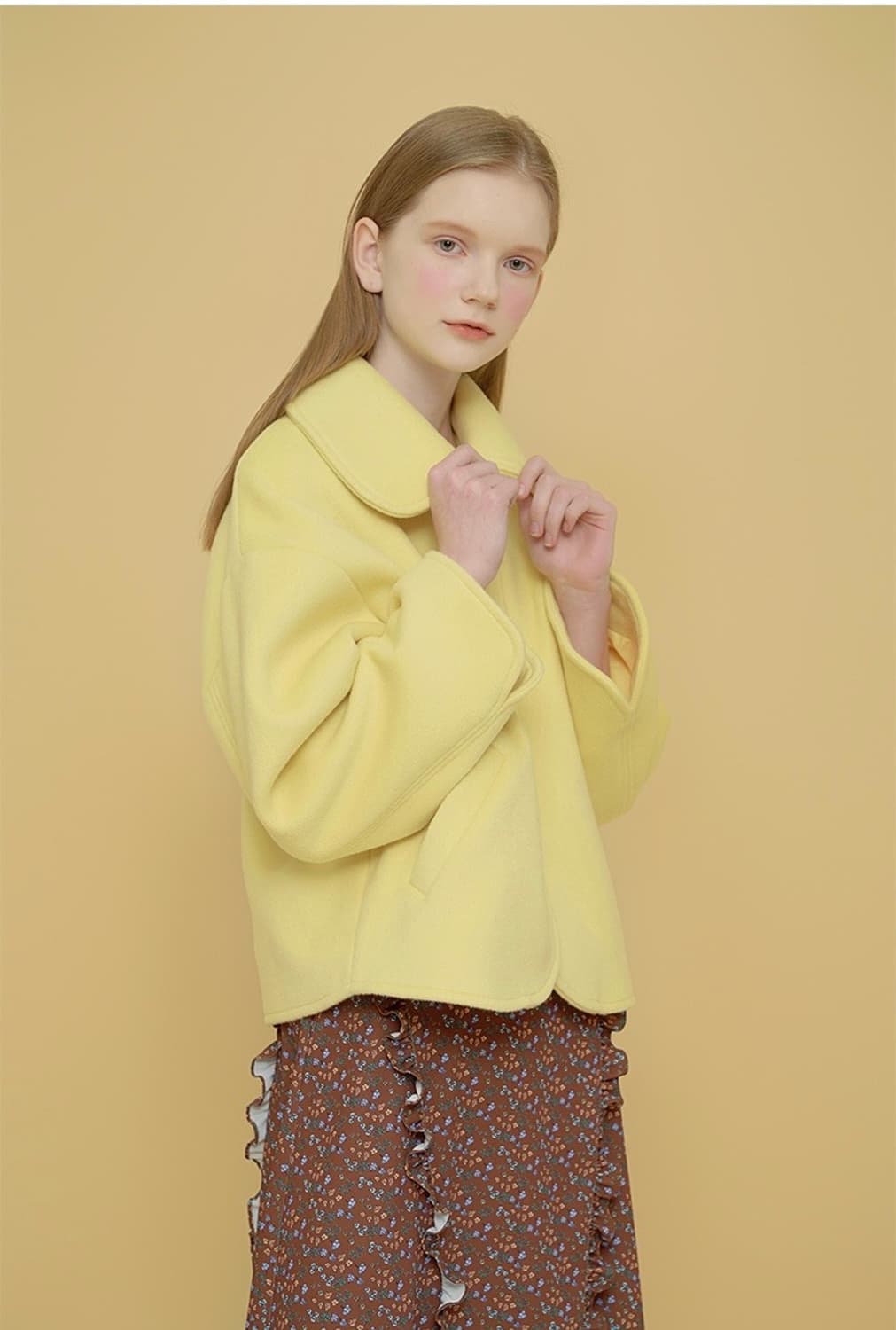 마가린핑거스 플라워버튼 울 레몬 카라 코트 F 상품이미지3