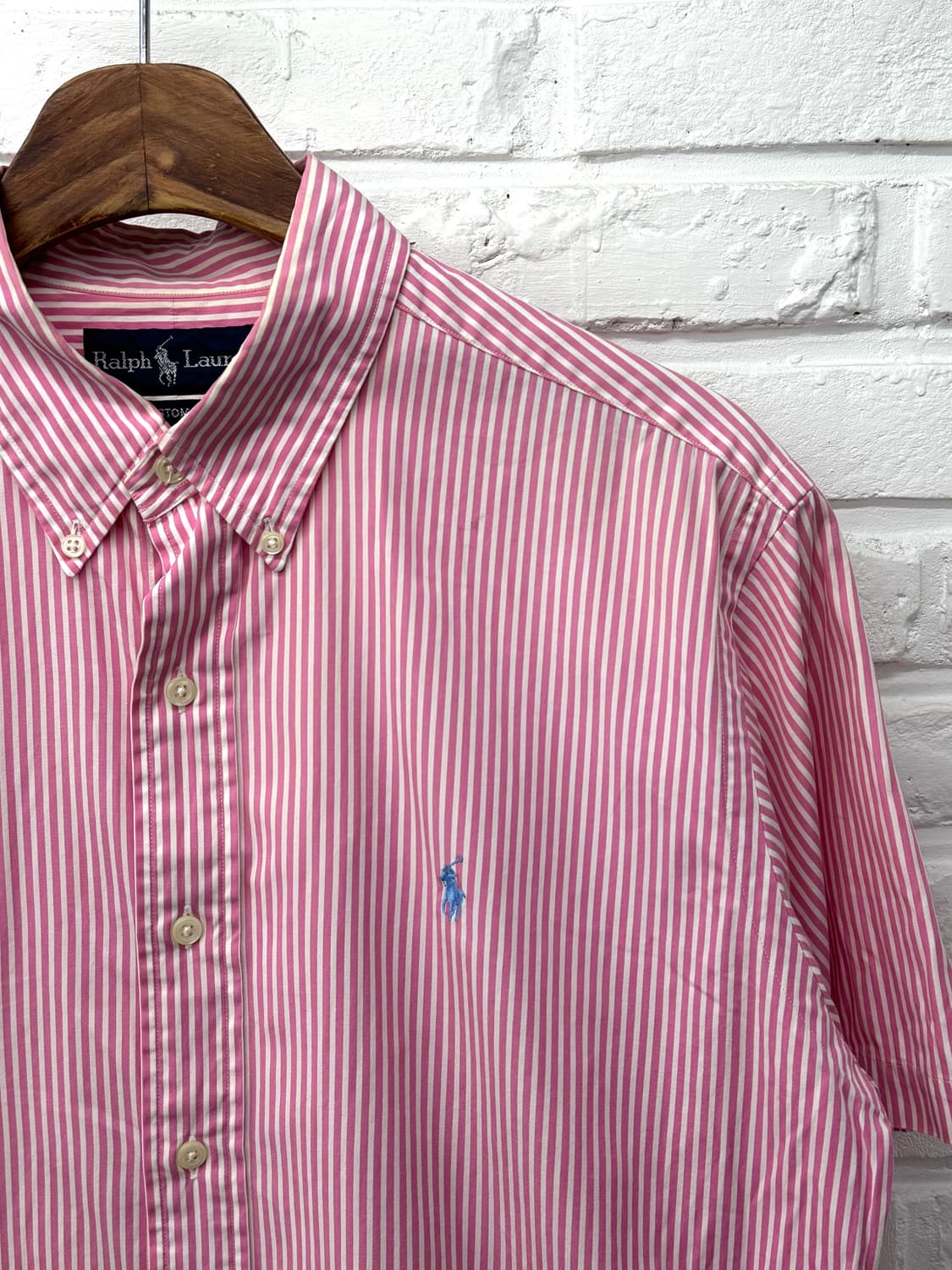 폴로 핑크 스트라이프 반팔 셔츠 상품이미지4