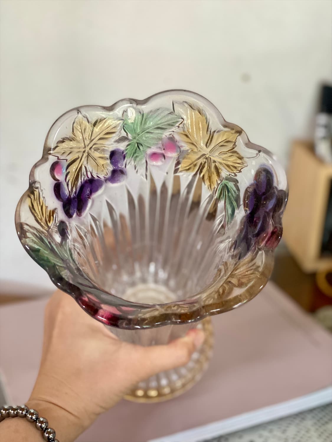 일본 소가글라스 빈티지 화병 유리 꽃병 오브제 상품이미지9