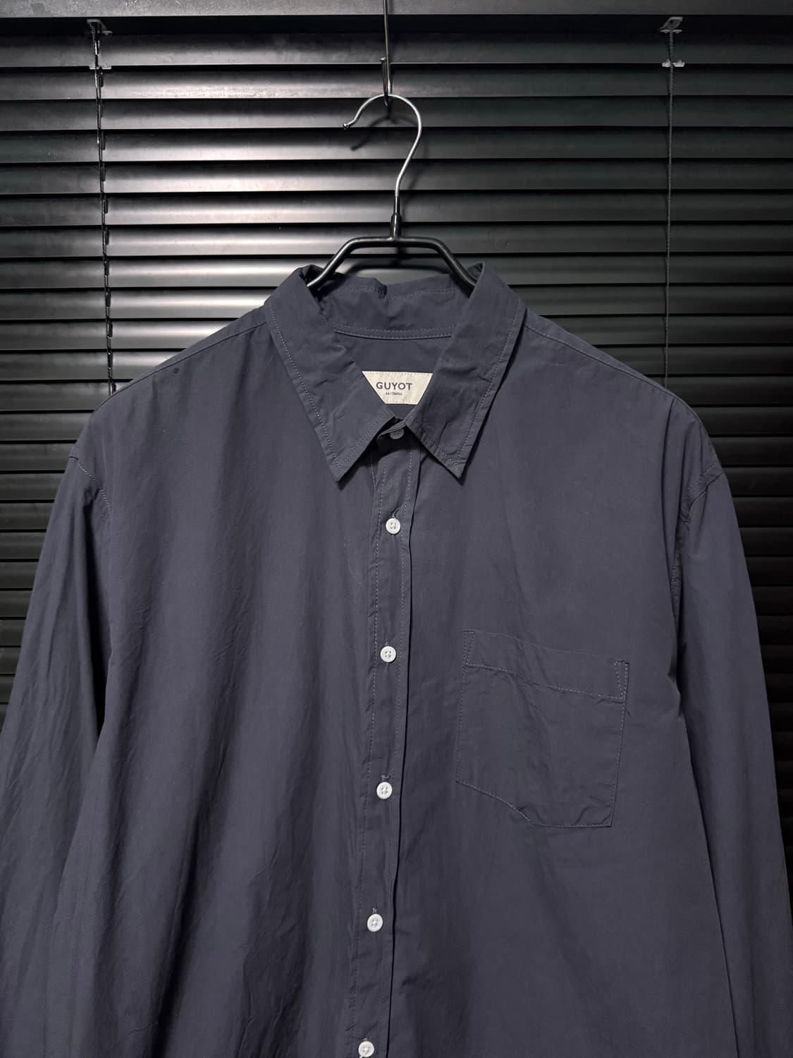 GUYOT 다크 네이비 남색 코튼 면 카라 셔츠 오버핏 남방 피그먼트 S 상품이미지3