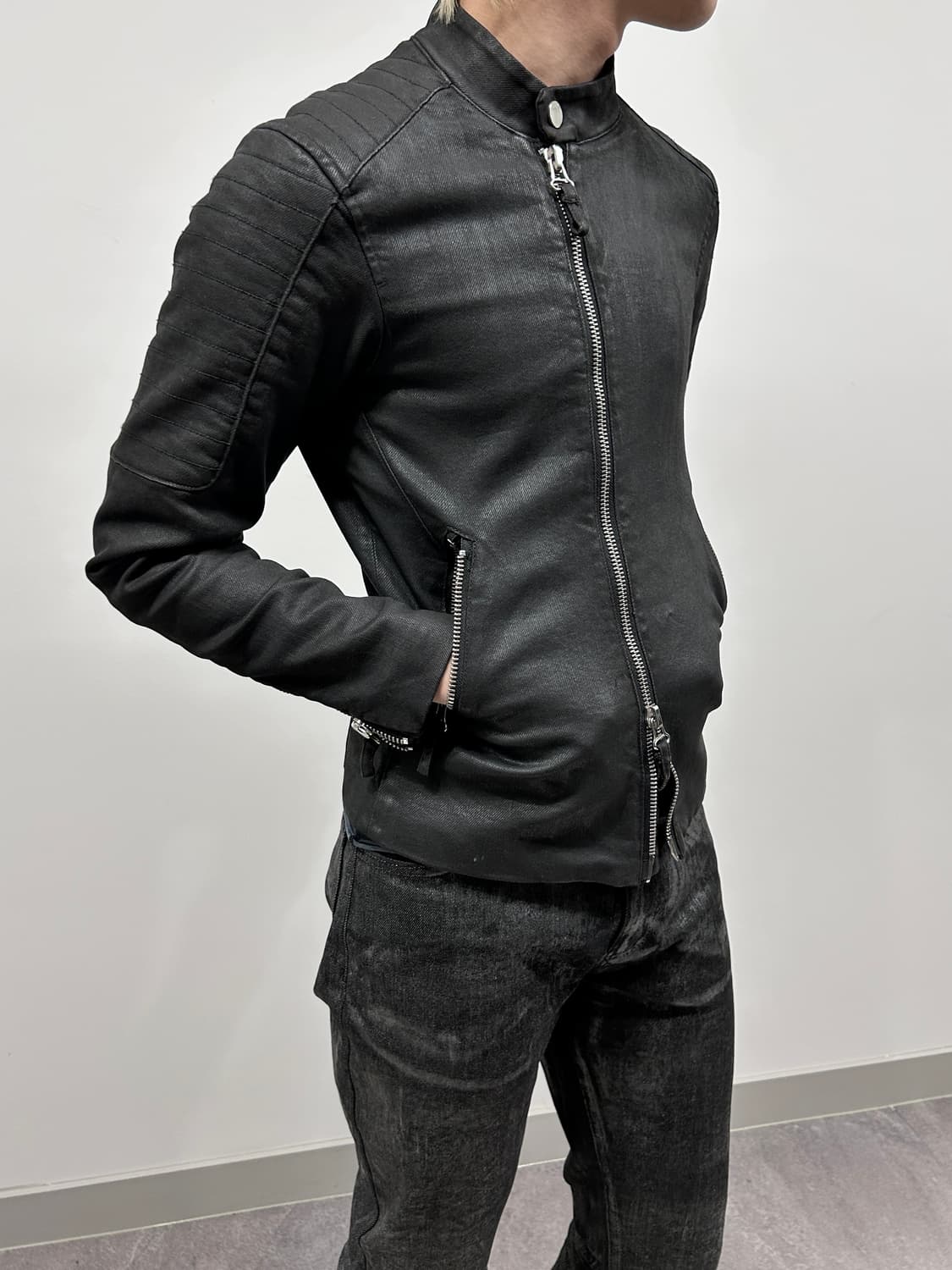 아르마니 코팅 코튼 바이커 자켓 상품이미지1